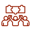 Icon representing a group of people in a meeting or discussion setting.