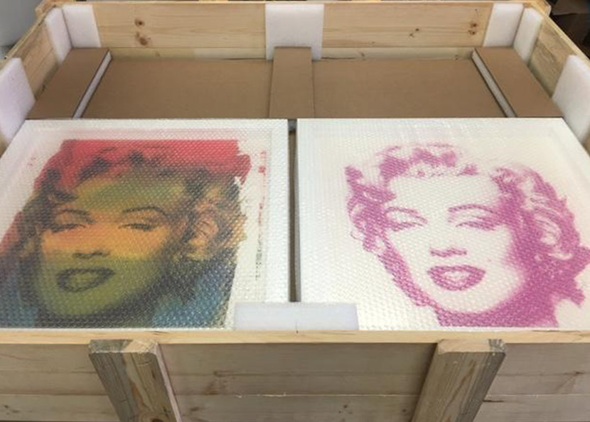 Packing and Custom Crating a Warhol collection for shipment